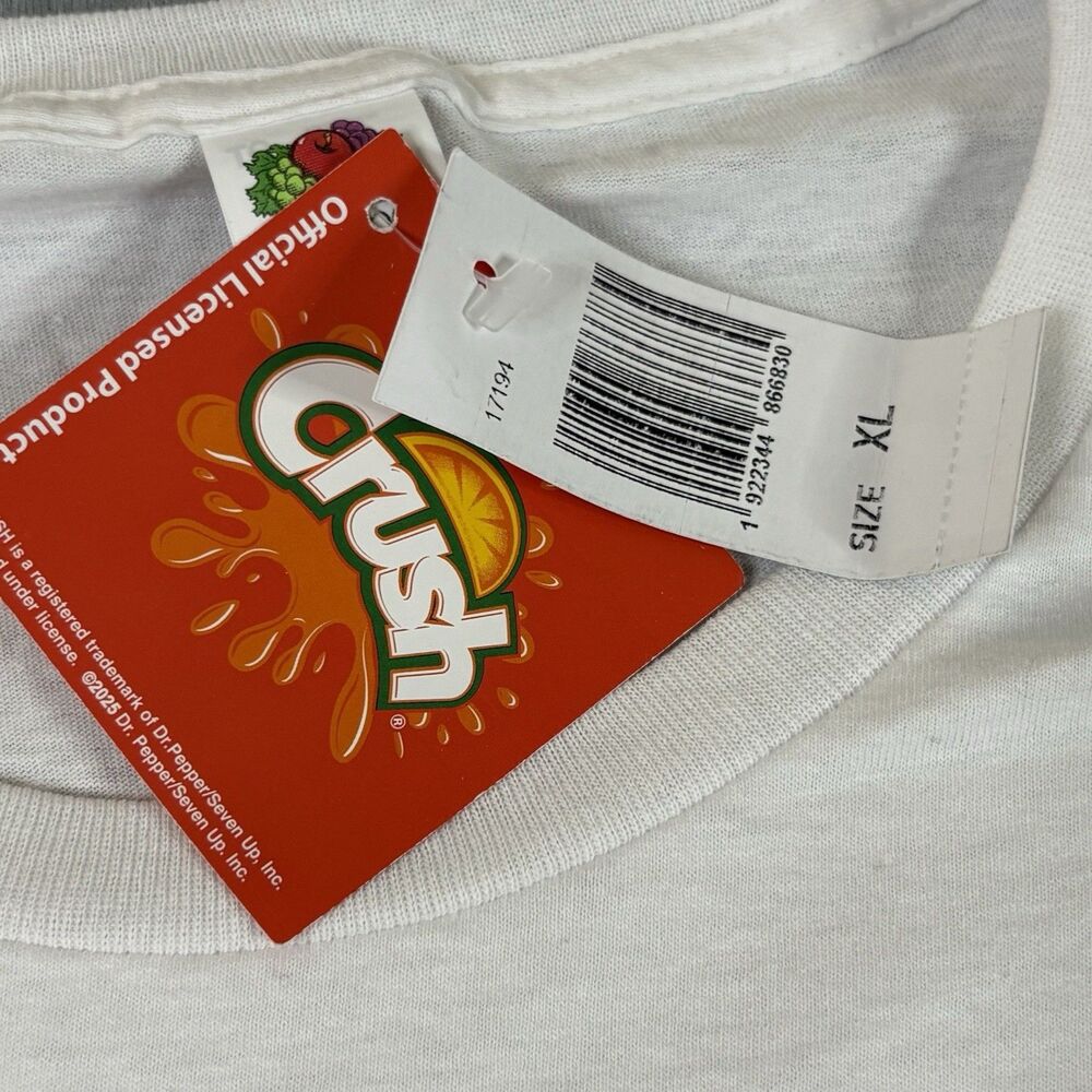 NWT Crush Orange Soda Logo Graphic T-Shirt XL White 2025 Official Licensed Tee - Picture 4 of 9